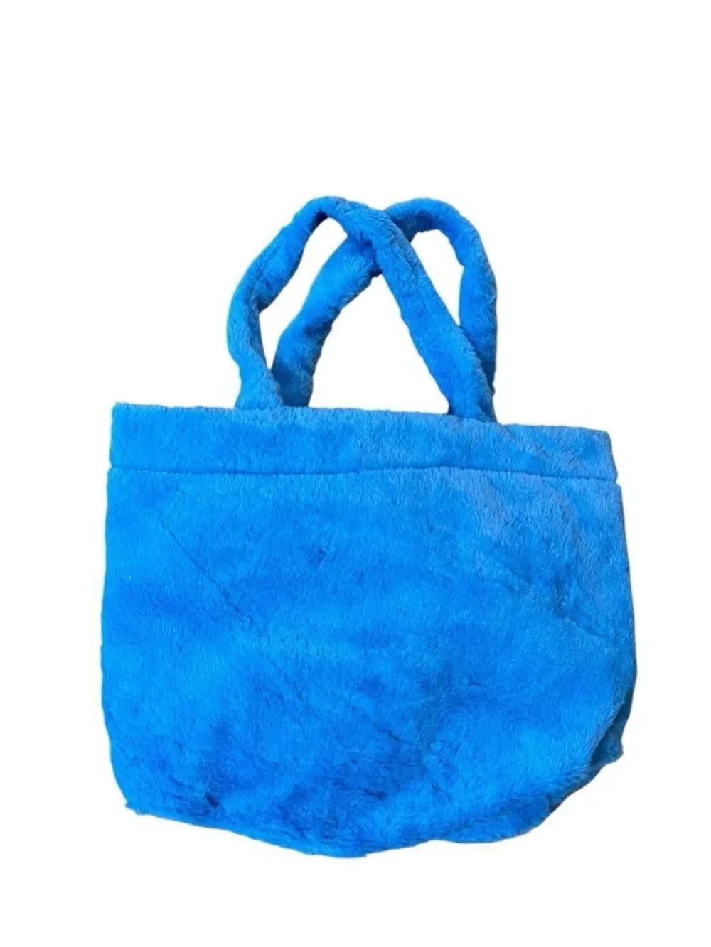 Childrens Girls Stitch Plush Faux Fur Tote Bag Double Handles Handbag Travel New